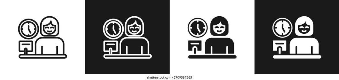 Estilos Del Icono Del Glifo De La Línea N De La Procrastinación En Fondo Blanco Y Negro