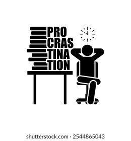 Signo de procrastinación. Un hombre se sienta en una silla y deja las cosas para más tarde. El concepto de posponer las cosas hasta más tarde