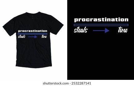 Procrastinação rouba tempo Novo t-shirt Design