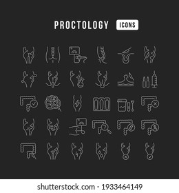 Proctology. Collection of perfectly thin icons for web design, app, and the most modern projects. The kit of signs for category Medicine.
