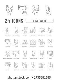 Proctology. Collection of perfectly thin icons for web design, app, and the most modern projects. The kit of signs for category Medicine.