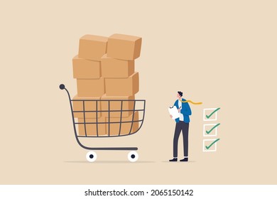 Procurement and asset management, manage or purchasing company equipments, goods and service, audit and checking price and depreciation, businessman procurement manager checking supply assets.