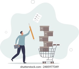 Procurement and asset management, manage or purchasing company equipments, goods and service, audit and checking price and depreciation.flat design.illustration with people.