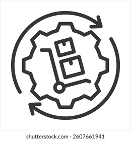 Procurement Automation Outline Icon Vector Illustration