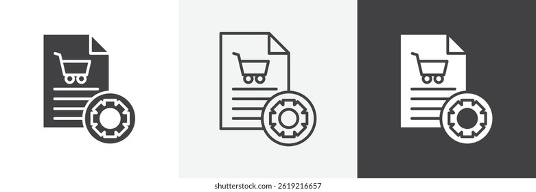 Conjunto de ícones de vetor de compras simples e regular