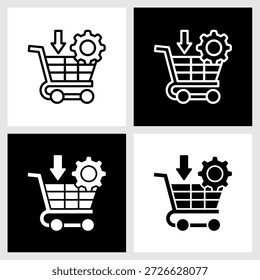Icono de compras con fondo blanco y negro