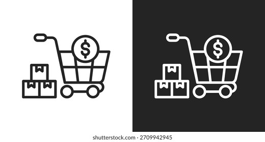 Ícone De Aquisição Em Estilo De Linha Preto-E-Branco