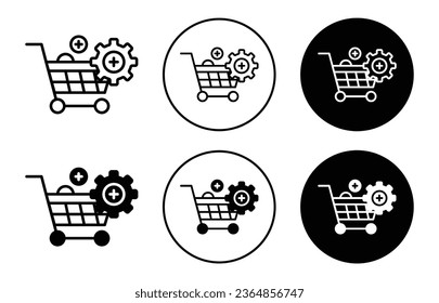 procurement icon. Business purchase item in online e commerce store with trolley cart symbol set. Company procurement on product to support business vector sign. 