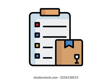 Procurement icon. colored outline icon style. checklist with product. icon related to procurement. procurement management elements vector illustration