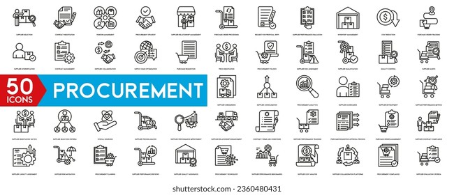 procurement icon from management collection. Thin linear procurement, business, money outline icon isolated on white background. Line vector procurement sign