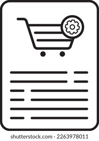 Procurement icon. Order processing icon. Cart with gear. Vector illustration.