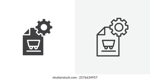 Procurement icon set in black flat solid and outlined style.