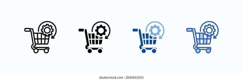 Vetor isolado da coleção de vários estilos da folha de ícones de compras