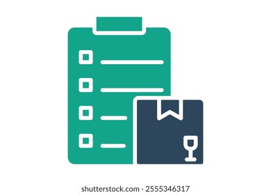 Procurement icon. solid icon style. checklist with product. icon related to procurement. procurement management elements vector illustration