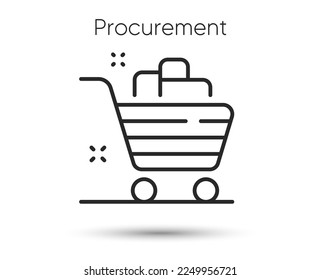 Procurement line icon. Ecommerce shopping cart sign. Procure supply symbol. Illustration for web and mobile app. Line style buy products icon. Editable stroke procurement order. Vector illustration