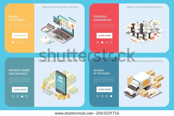 Procurement Management Strategy Apps 4 Isometric Stock Vector (Royalty ...