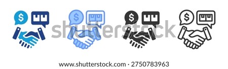 Procurement Negotiation icon set multiple style collection