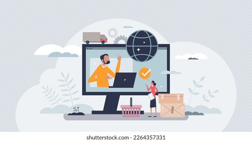 Procurement occupation for supply and demand planning tiny person concept. Work with inventory, suppliers and distribution monitoring vector illustration. Purchase price and contracting analysis.