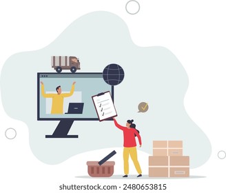 Procurement occupation for supply and demand planning .Work with inventory, suppliers and distribution monitoring .flat illustration.