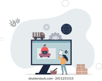 Procurement occupation for supply and demand planning.Work with inventory, suppliers and distribution monitoring.flat vector illustration.