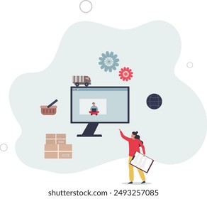 Procurement occupation for supply and demand planning.Work with inventory, suppliers and distribution monitoring.flat design.illustration with people.