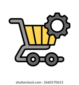 Ilustração de vetor de ícone de cor de contorno de compras