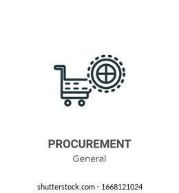 Procurement outline vector icon. Thin line black procurement icon, flat vector simple element illustration from editable general concept isolated stroke on white background