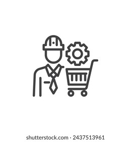 IT Procurement Specialist line icon. linear style sign for mobile concept and web design. IT Procurement Manager outline vector icon. Symbol, logo illustration. Vector graphics