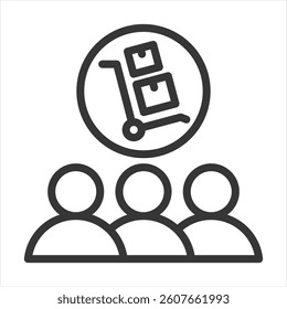Procurement Team Outline Icon Vector Illustration