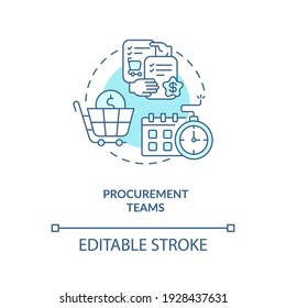 Procurement Teams Concept Icon. Contract Management Software Users. Provide Services To Project Customers Idea Thin Line Illustration. Editable Stroke