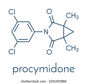 Procymidone pesticide molecule. Skeletal formula.
