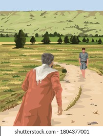 The Prodigal Son Returns To His Father.  His Father Runs To Greet Him.  (Luke 15)
