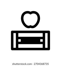 Produce. Outlined stroke vector icon with black-filled details.