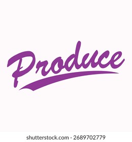 Logotipo de script "Produce" para marcas orgánicas y frescas