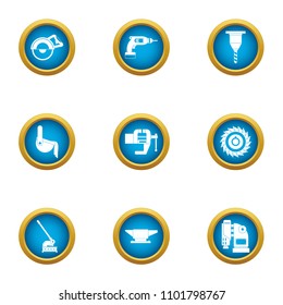 Produce a tool icons set. Flat set of 9 produce a tool vector icons for web isolated on white background