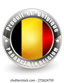 Produced in Belgium label. Vector icon.