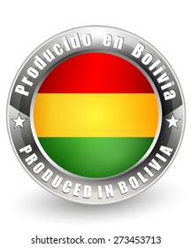 Produced in Bolivia label. Vector icon.