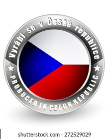 Produced in Czech Republic label. Vector icon. 