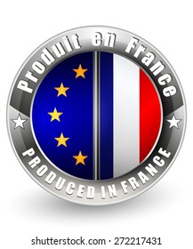 Produced in France and EU label. Vector icon.