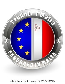 Produced in Malta and EU label. Vector icon.