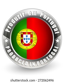 Produced in Portugal label. Vector icon.