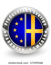 Produced in Sweden and EU label. Vector icon.