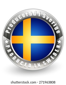Produced in Sweden label. Vector icon.