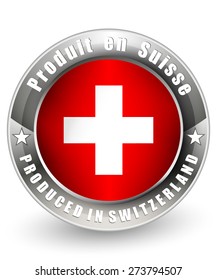 Produced in Switzerland label. Vector icon.