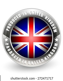 Produced in United Kingdom and EU label. Vector icon.