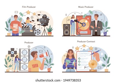 Producer concept set. Film and music production, entertainment
