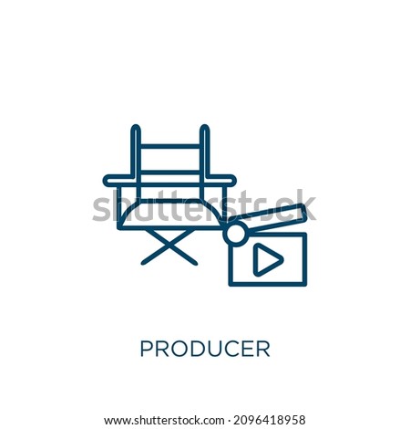 producer icon. Thin linear producer outline icon isolated on white background. Line vector producer sign, symbol for web and mobile
