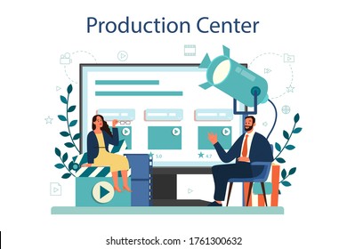 Producer online service or platform. Film and music production. Online production center. Idea of creative people and profession. Isolated vector illustration