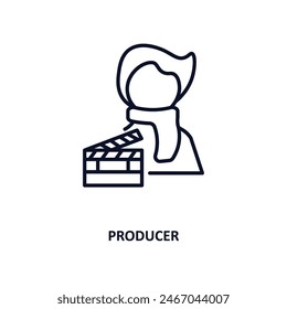 producer outline icon.  Thin line icon from cinema collection. Editable vector isolated on white background