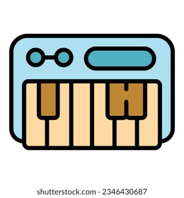 Producer synthesizer icon outline vector. Dj music. Audio instrument color flat